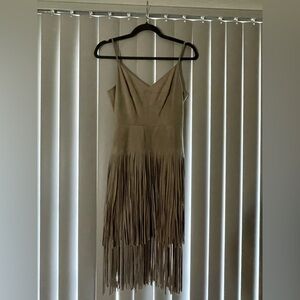 BCBGMaxAzria Beige Fringe Mini Dress